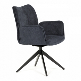 Židle jídelní, modrá látka, otočný mechanismus 180°, černý kov HC-993 BLUE2