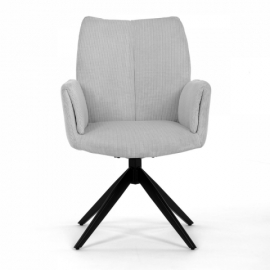 Židle jídelní, bílá látka, otočný mechanismus 180°, černý kov HC-993 WT2