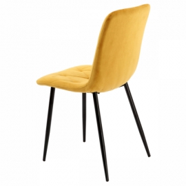 Jídelní židle, potah žlutá sametová látka, kovová 4nohá podnož, černý lak DCH-415 YEL4