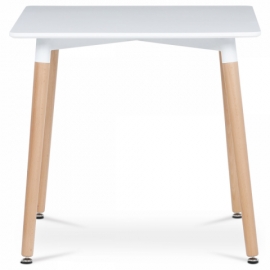 Jídelní stůl 80x80x74 cm, MDF / kovová kostrukce - bílý matný lak, dřevěné nohy DT-303 WT