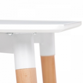 Jídelní stůl 80x80x74 cm, MDF / kovová kostrukce - bílý matný lak, dřevěné nohy DT-303 WT