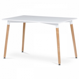 Jídelní stůl 120x80x74 cm, MDF / kovová kostrukce - bílý matný lak, dřevěné nohy DT-304 WT
