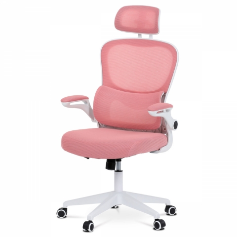 Kancelářská židle růžová síťovina bílý plast KA-Y337 PINK 