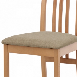 Jídelní židle, masiv buk, barva buk, látkový krémový potah BC-2482 BUK3